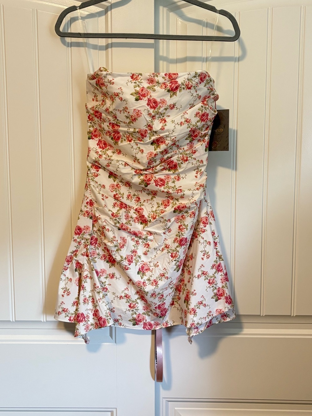 House of CB JASMINE Rose Print Draped Strapless Corset Dress NWT size medium - Picture 3 of 10